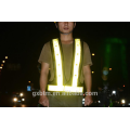 High Vis Fluorescent Yellow Orange Black Gilet Mesh Polyester Reflective Led Safety Vest For Running Jogging Cycling